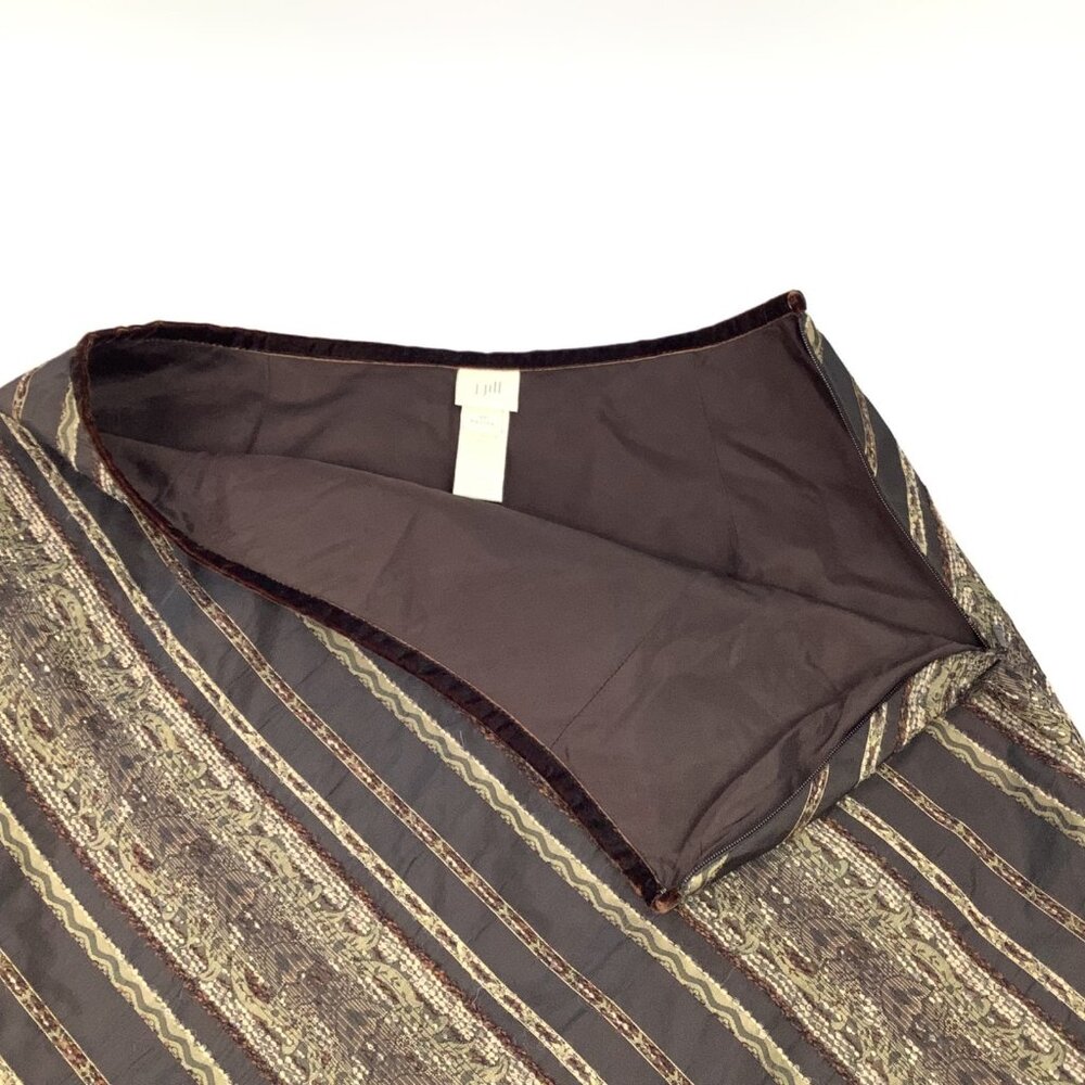 J. Jill Size 8P Elegant Brown Striped A-Line Skirt Tapestry Style Preppy Office - Picture 5 of 8